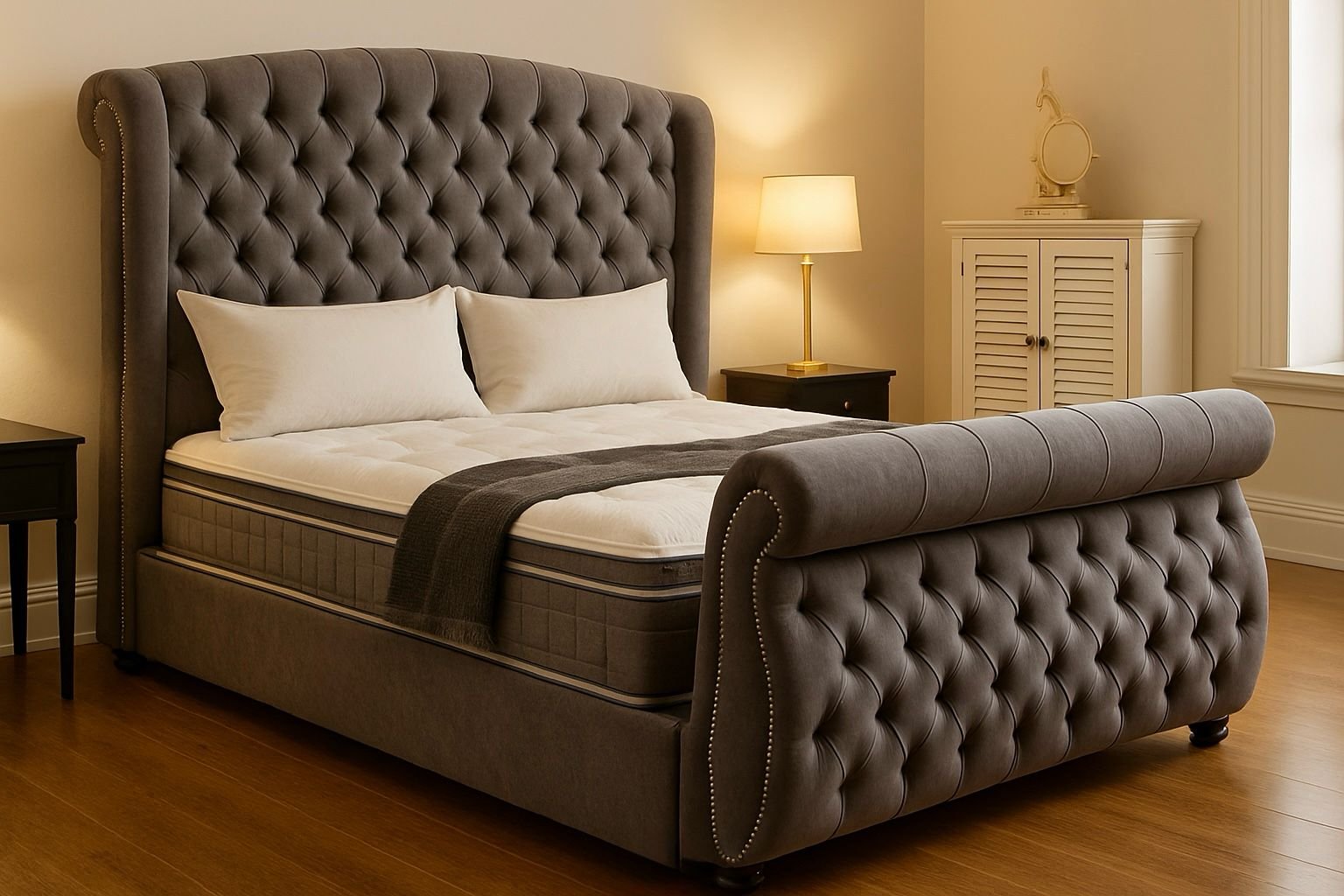 Luxury Wingback Sleigh Bed Wingback Luxury Sleigh Bed - Image 1