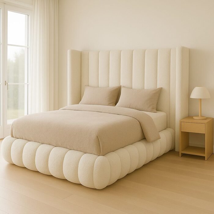 Luxury Wingback Cloud Bed in Teddy Fabric - Image 1