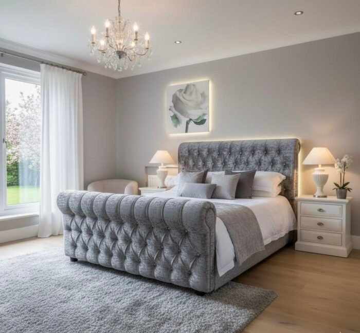 Sleigh Chesterfield Bed - BEDFACTREE.CO.UK
